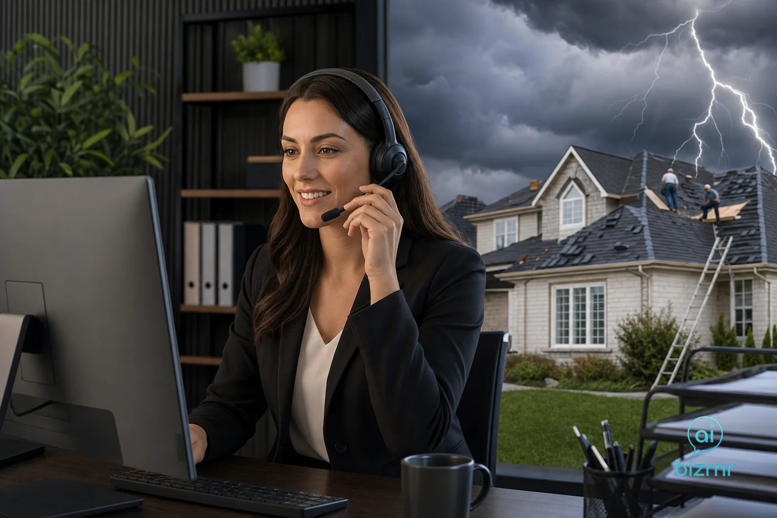 BizRnR AI Voice Receptionist – Roofing AI Receptionist for Roofing Companies: Capture Storm Leads Day and Night | Business Voice Automation