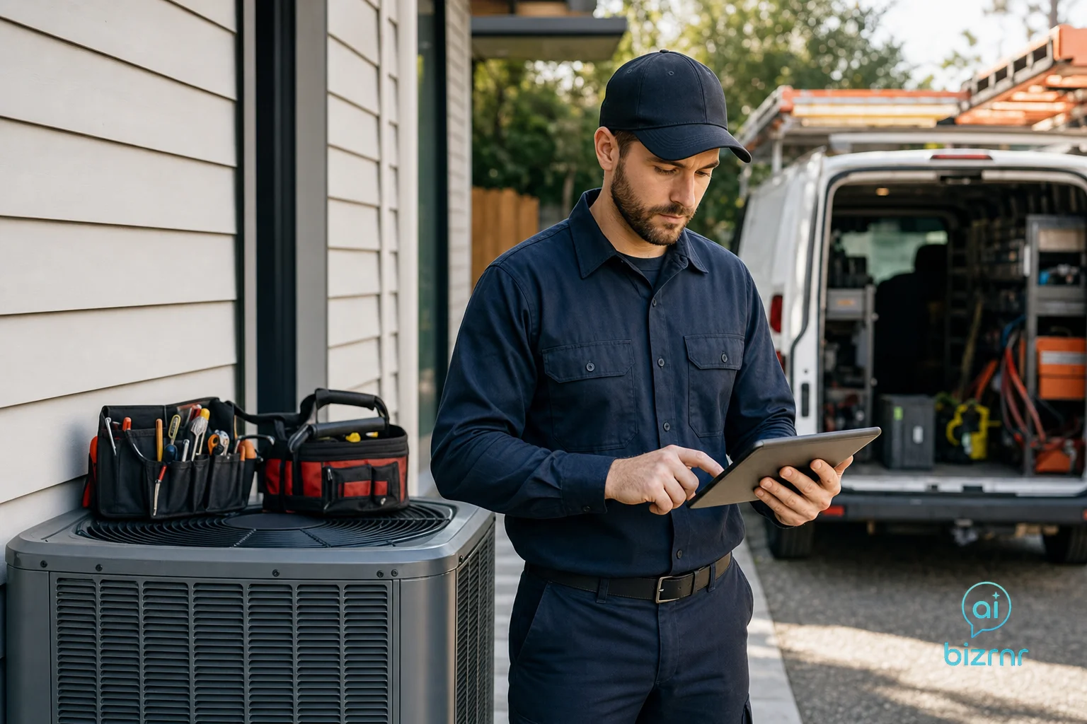 BizRnR AI Voice Receptionist – HVAC & Auto Small HVAC Companies Compete with ServiceTitan Users Using AI | Business Voice Automation